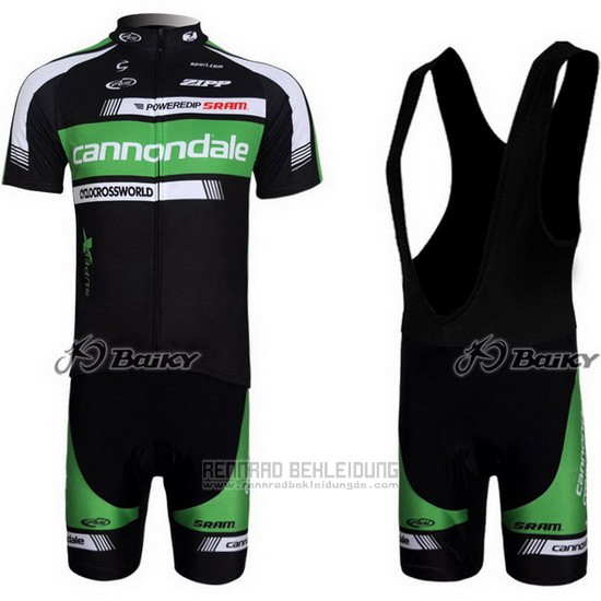 2011 Fahrradbekleidung Cannondale Shwarz und Grun Trikot Kurzarm und Tragerhose